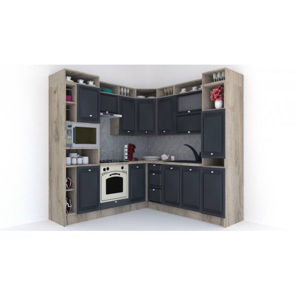 Bucatarie de Colt LEEA ART CORNER FRONT MDF PORTAL 220-220 B ST. K002 / decor 266
