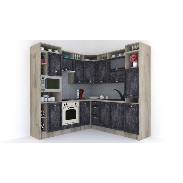 Bucatarie de Colt LEEA ART CORNER FRONT MDF PORTAL 220-220 B ST. K002 / decor 267
