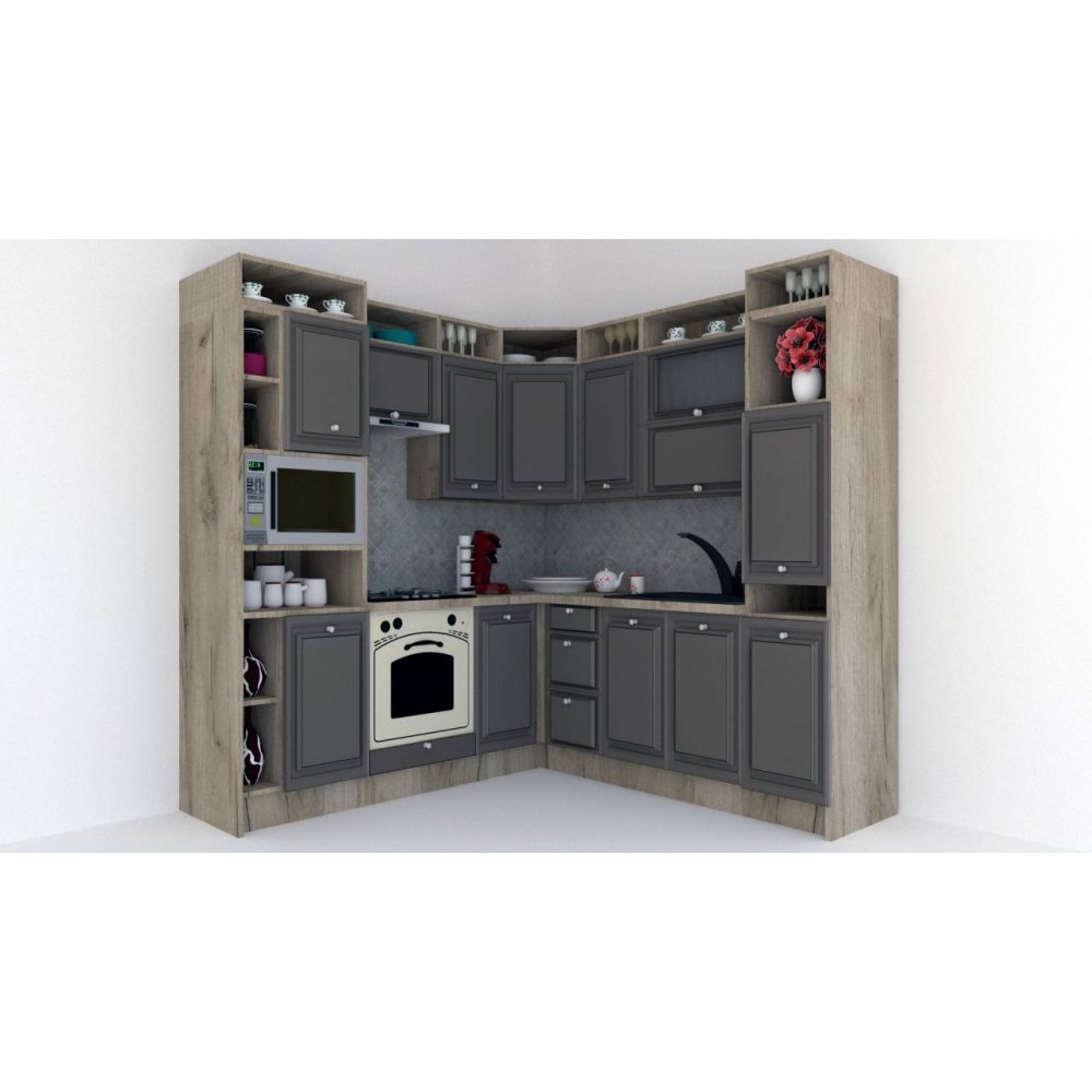 Bucatarie de Colt LEEA ART CORNER FRONT MDF REGULARNY 220-220 B ST. K002 / decor 218
