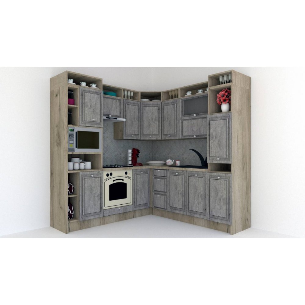 Bucatarie de Colt LEEA ART CORNER FRONT MDF REGULARNY 220-220 B ST. K002 / decor 246