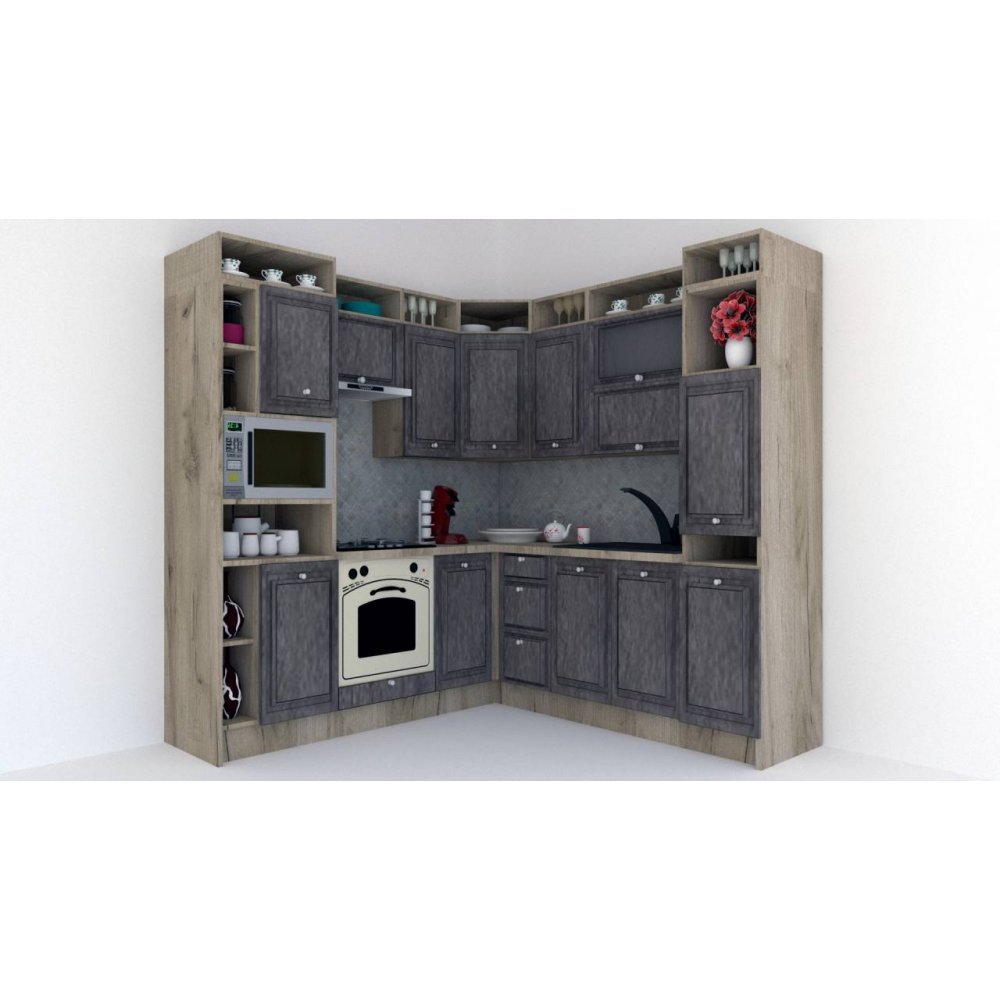 Bucatarie de Colt LEEA ART CORNER FRONT MDF ROSA 220-220 B ST. K002 / decor 247