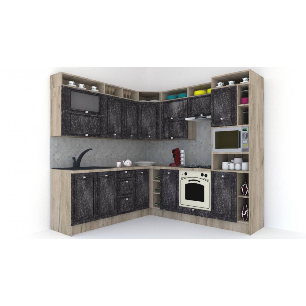 Bucatarie de Colt LEEA ART CORNER FRONT MDF OLDER 220-240 DR. K002 / decor 267