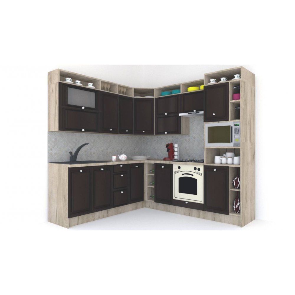 Bucatarie de Colt LEEA ART CORNER FRONT MDF PORTAL 220-240 DR. K002 / decor 244