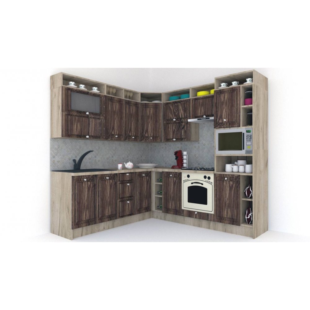 Bucatarie de Colt LEEA ART CORNER FRONT MDF PORTAL 220-240 DR. K002 / decor 264