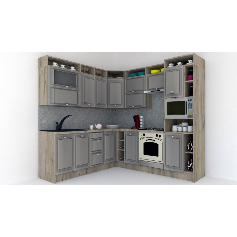 Bucatarie de Colt LEEA ART CORNER FRONT MDF REGULARNY 220-240 DR. K002 / decor 210