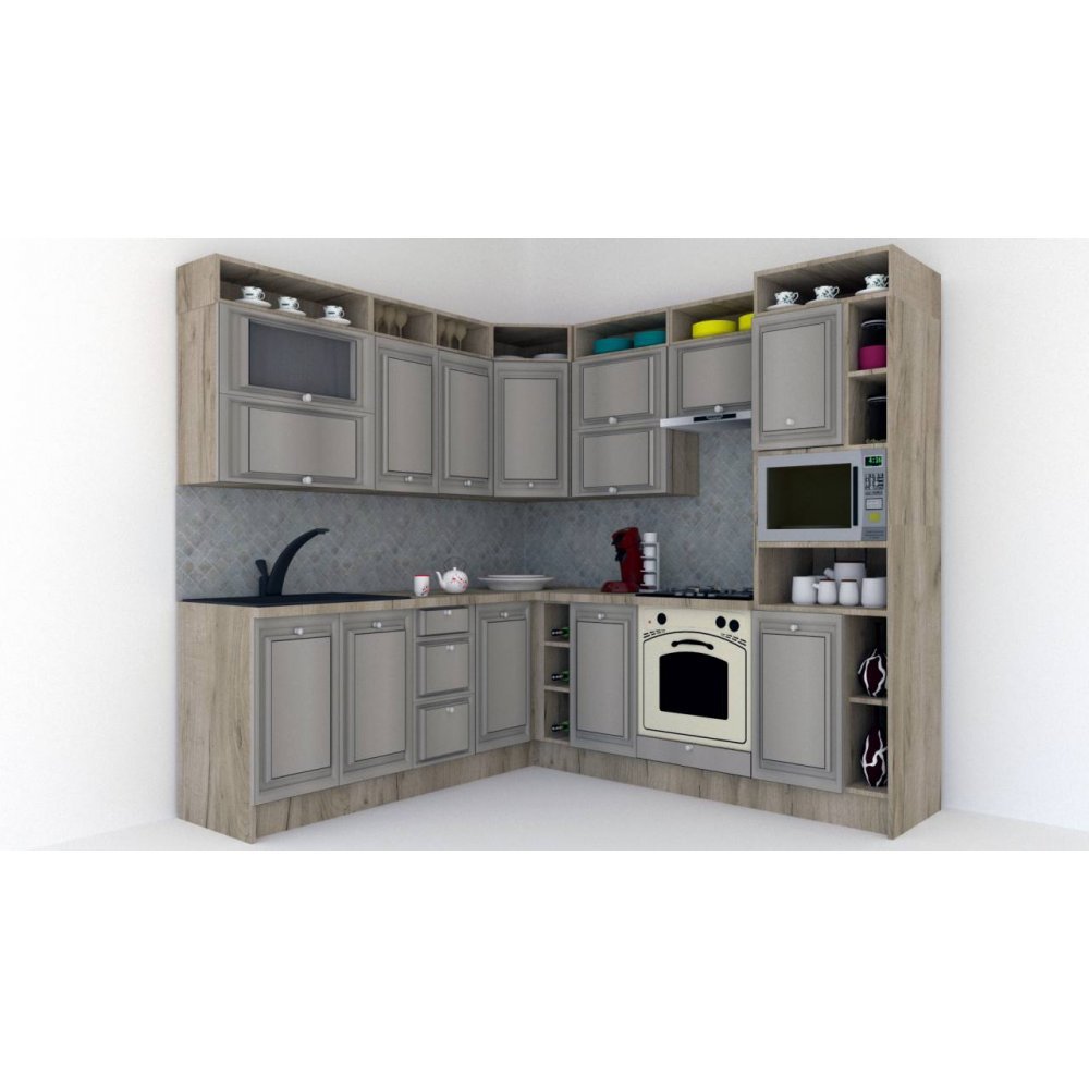 Bucatarie de Colt LEEA ART CORNER FRONT MDF REGULARNY 220-240 DR. K002 / decor 227