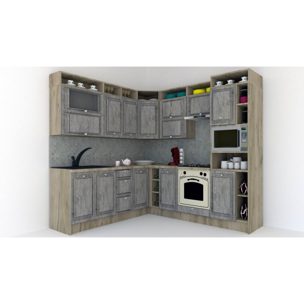 Bucatarie de Colt LEEA ART CORNER FRONT MDF REGULARNY 220-240 DR. K002 / decor 246