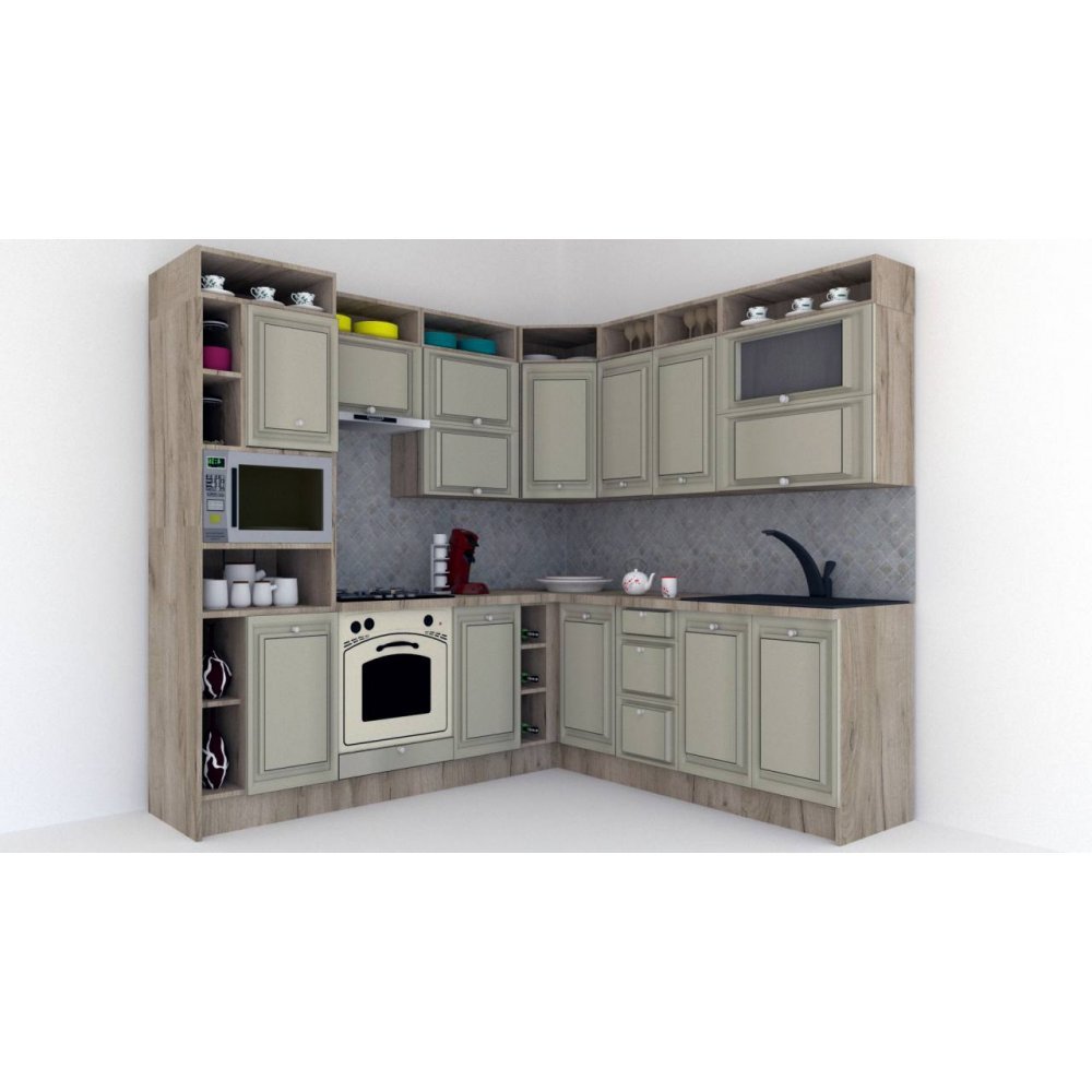 Bucatarie de Colt LEEA ART CORNER FRONT MDF OLDER 220-240 ST. K002 / decor 161