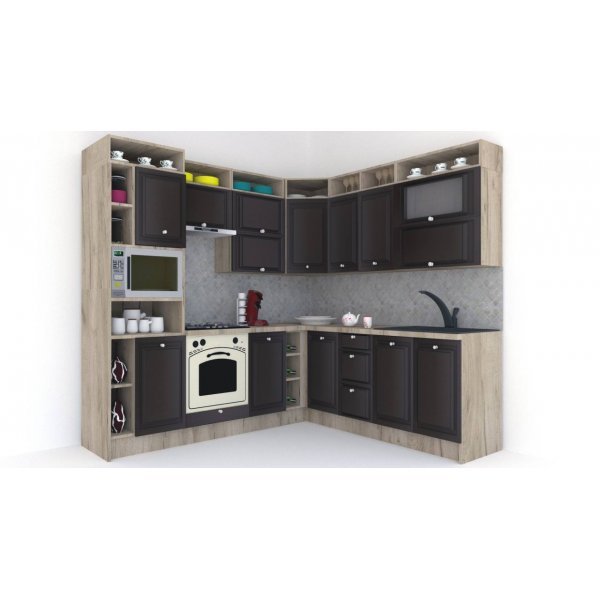 Bucatarie de Colt LEEA ART CORNER FRONT MDF PORTAL 220-240 ST. K002 / decor 176