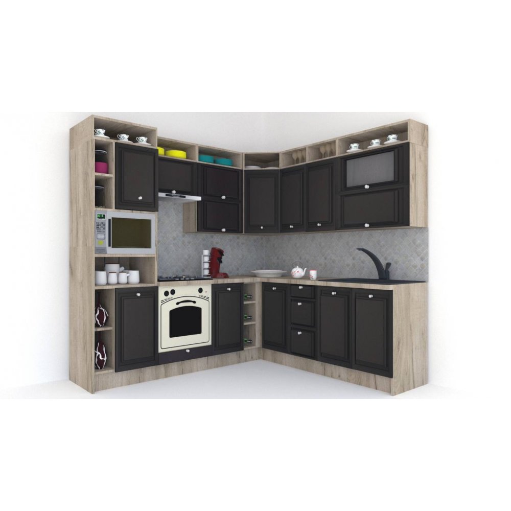 Bucatarie de Colt LEEA ART CORNER FRONT MDF PORTAL 220-240 ST. K002 / decor 225