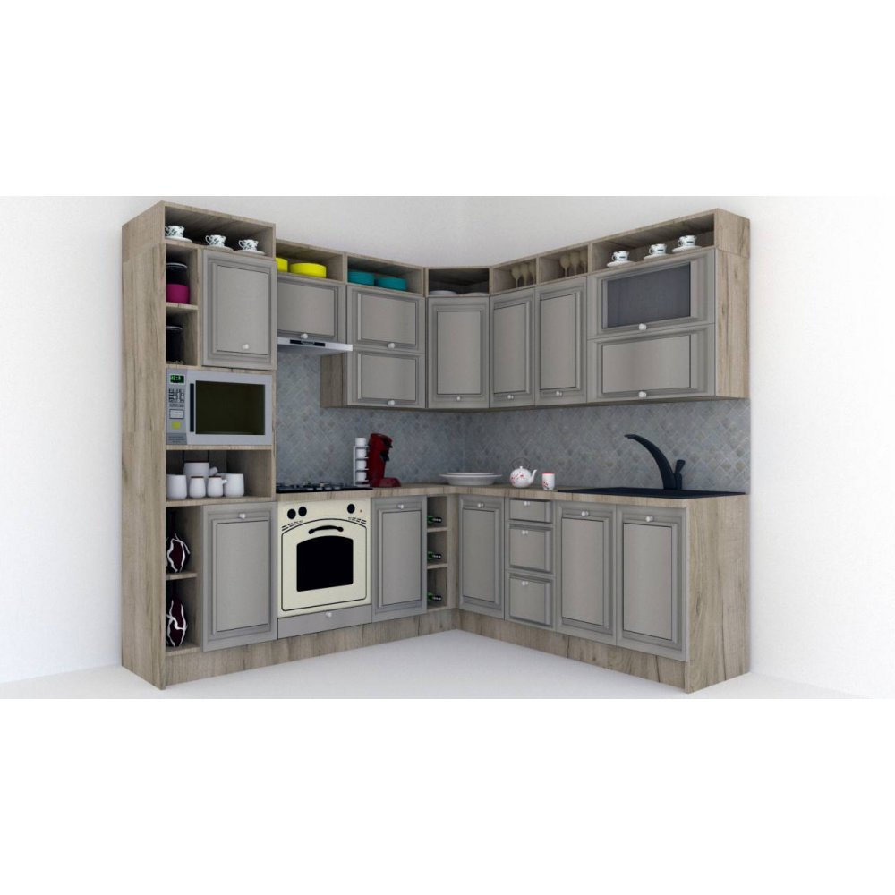 Bucatarie de Colt LEEA ART CORNER FRONT MDF PORTAL 220-240 ST. K002 / decor 227