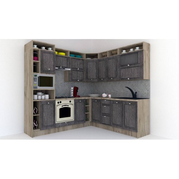 Bucatarie de Colt LEEA ART CORNER FRONT MDF PORTAL 220-240 ST. K002 / decor 247