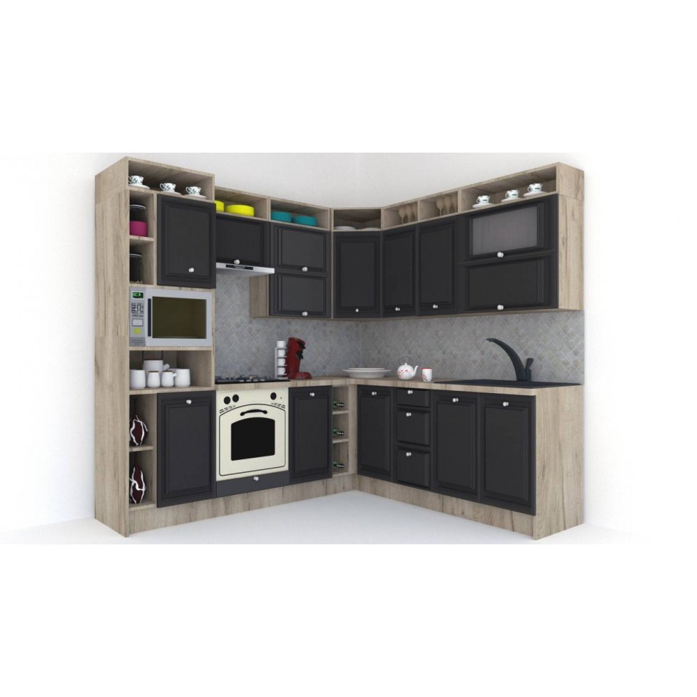 Bucatarie de Colt LEEA ART CORNER FRONT MDF PORTAL 220-240 ST. K002 / decor 258