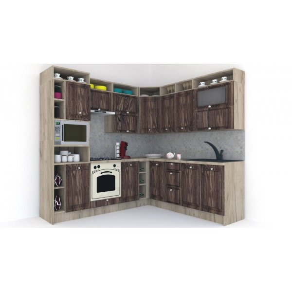 Bucatarie de Colt LEEA ART CORNER FRONT MDF PORTAL 220-240 ST. K002 / decor 264