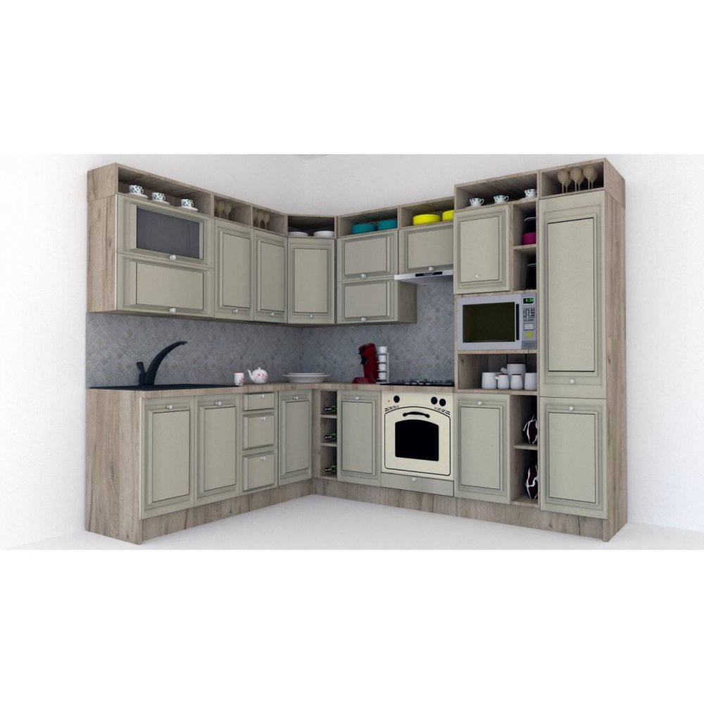 Bucatarie de Colt LEEA ART CORNER FRONT MDF OLDER 220-280 DR. K002 / decor 161
