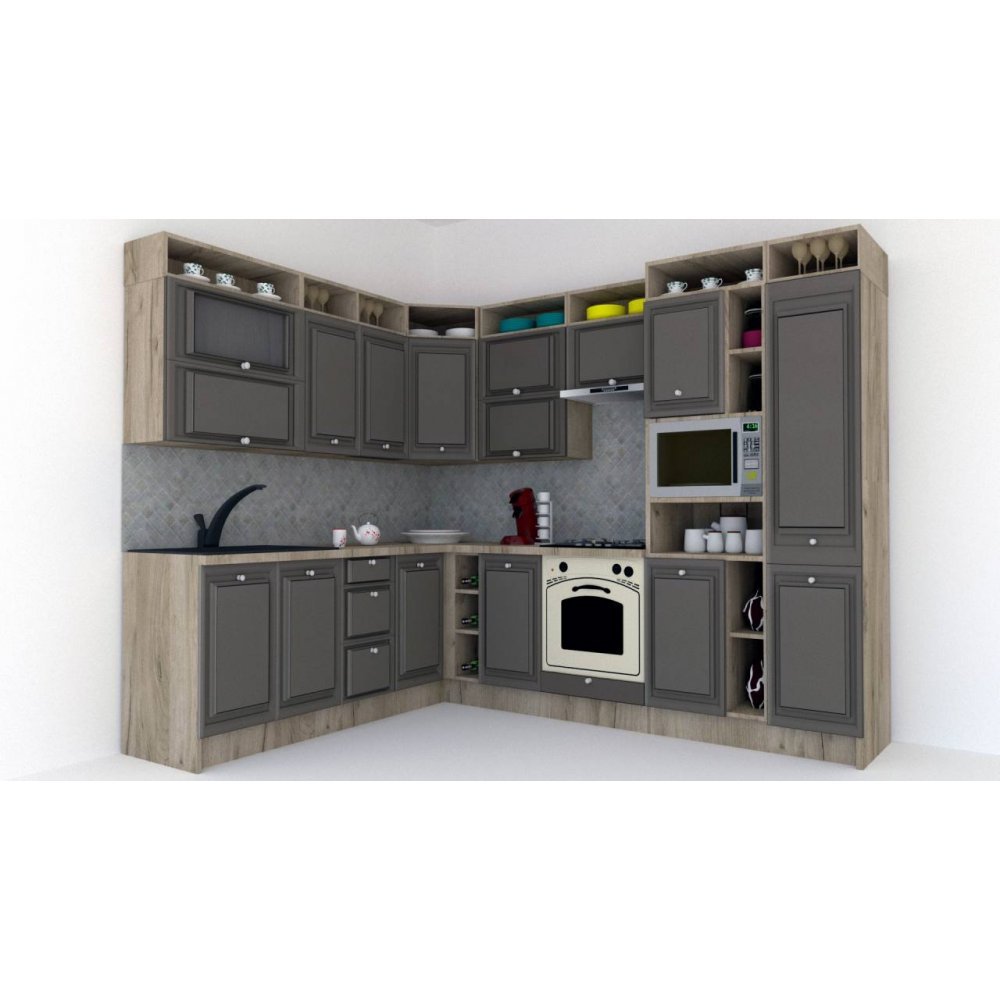 Bucatarie de Colt LEEA ART CORNER FRONT MDF OLDER 220-280 DR. K002 / decor 218
