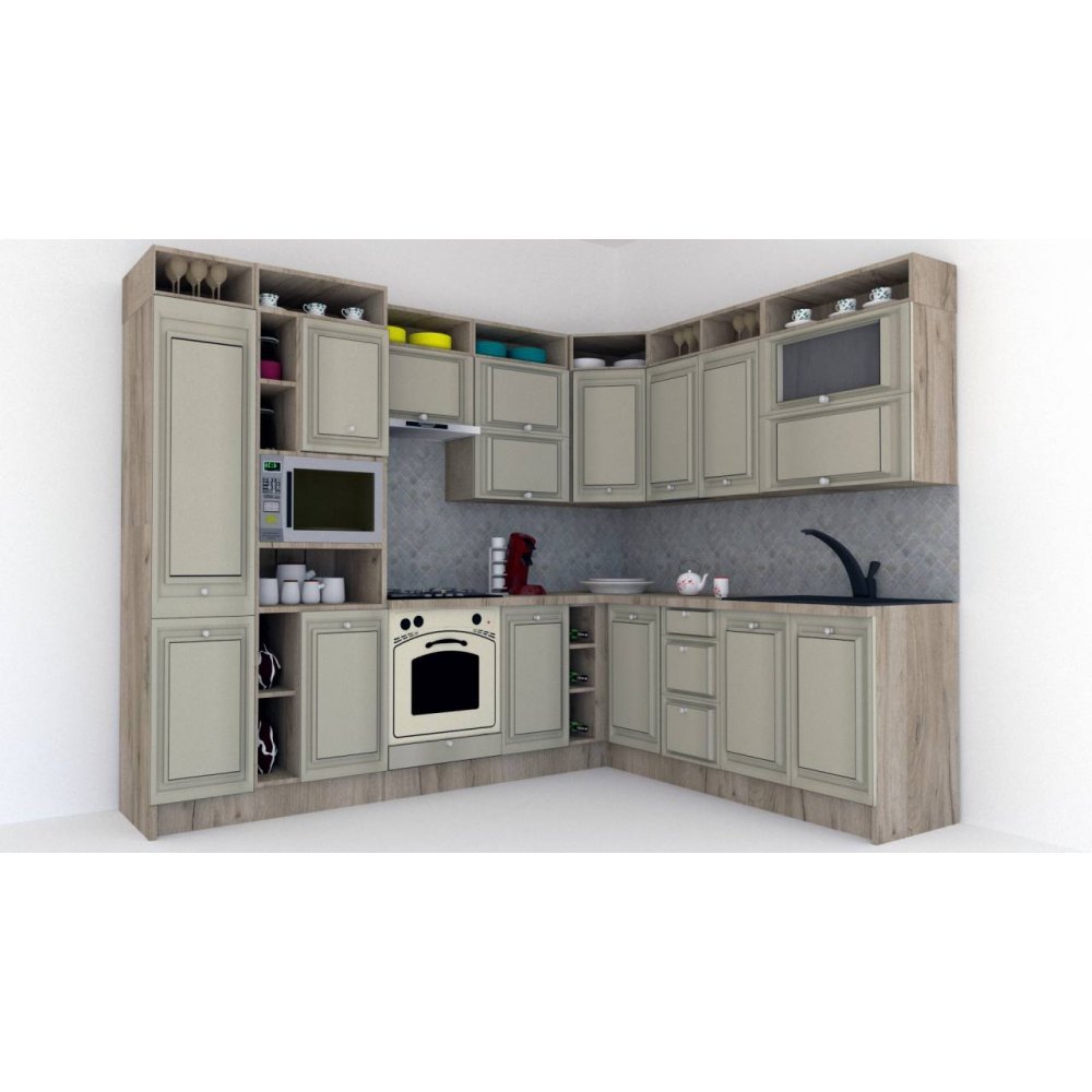 Bucatarie de Colt LEEA ART CORNER FRONT MDF OLDER 220-280 ST. K002 / decor 161