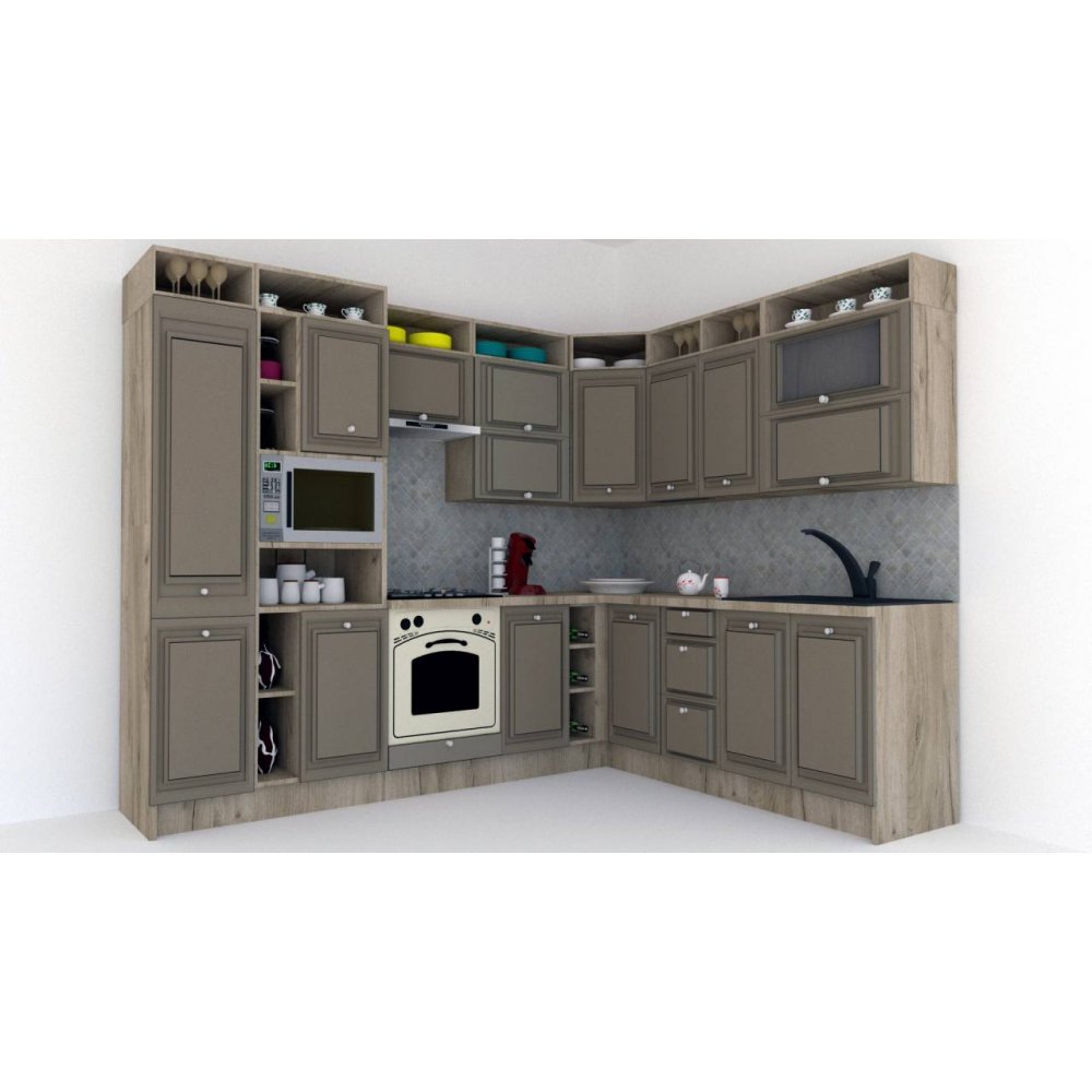 Bucatarie de Colt LEEA ART CORNER FRONT MDF OLDER 220-280 ST. K002 / decor 200