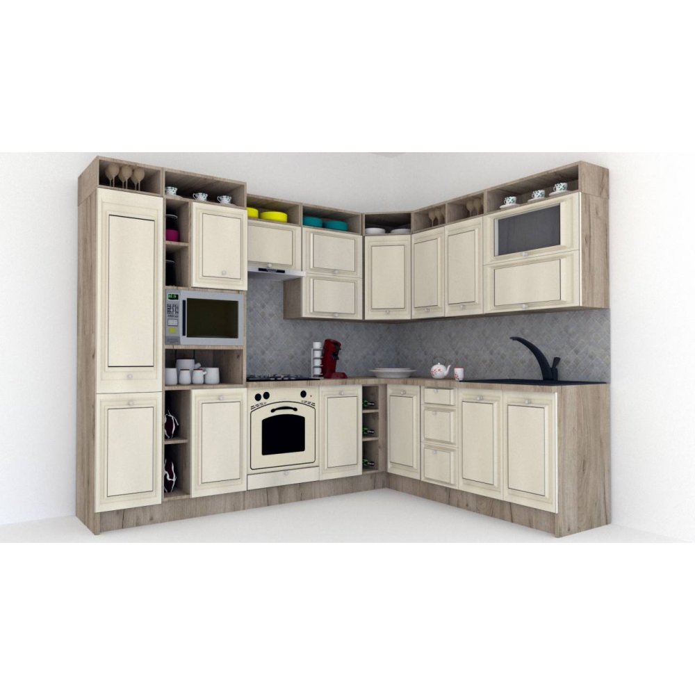 Bucatarie de Colt LEEA ART CORNER FRONT MDF OLDER 220-280 ST. K002 / decor 242