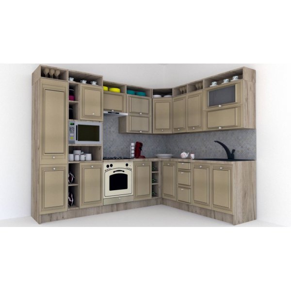 Bucatarie de Colt LEEA ART CORNER FRONT MDF OLDER 220-280 ST. K002 / decor 243