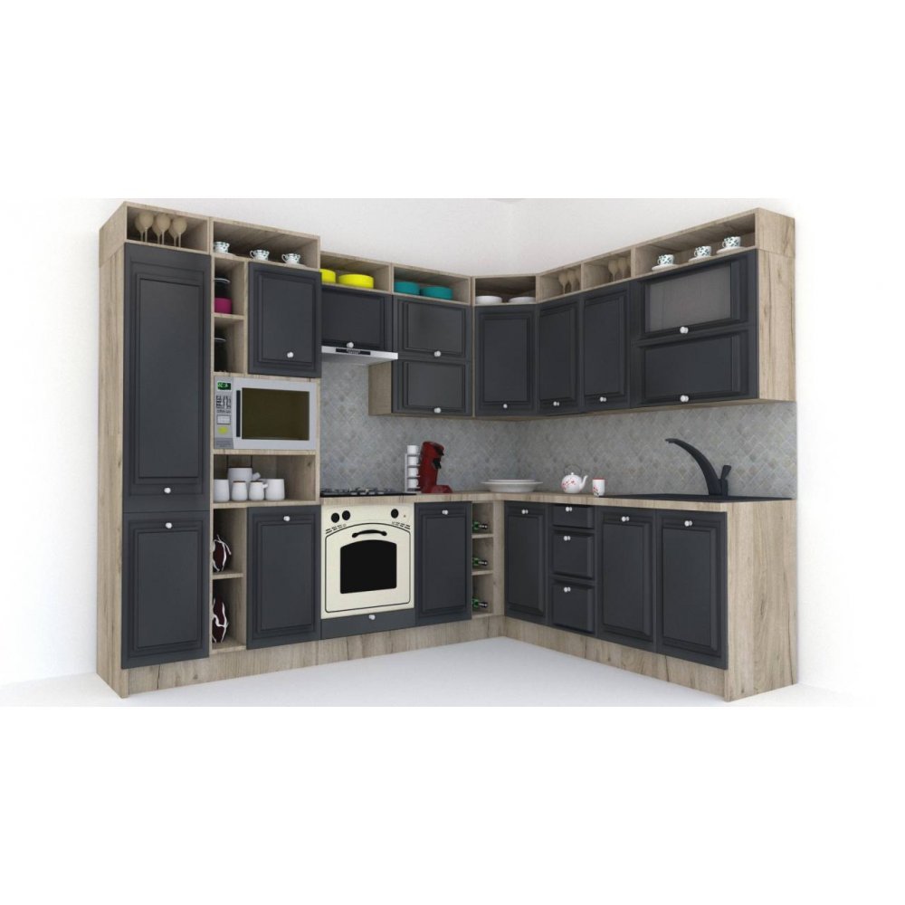 Bucatarie de Colt LEEA ART CORNER FRONT MDF OLDER 220-280 ST. K002 / decor 266