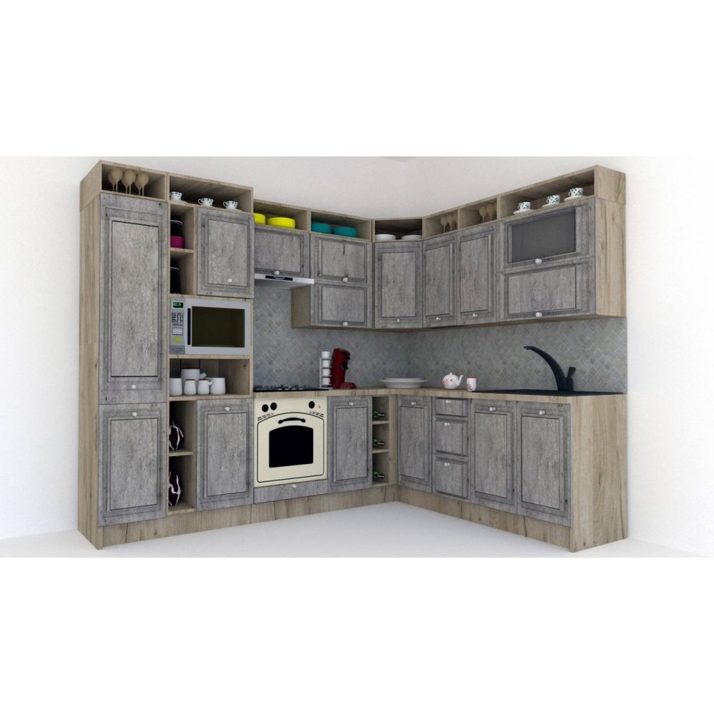 Bucatarie de Colt LEEA ART CORNER FRONT MDF REGULARNY 220-280 ST. K002 / decor 246