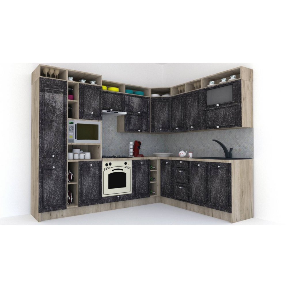 Bucatarie de Colt LEEA ART CORNER FRONT MDF REGULARNY 220-280 ST. K002 / decor 267