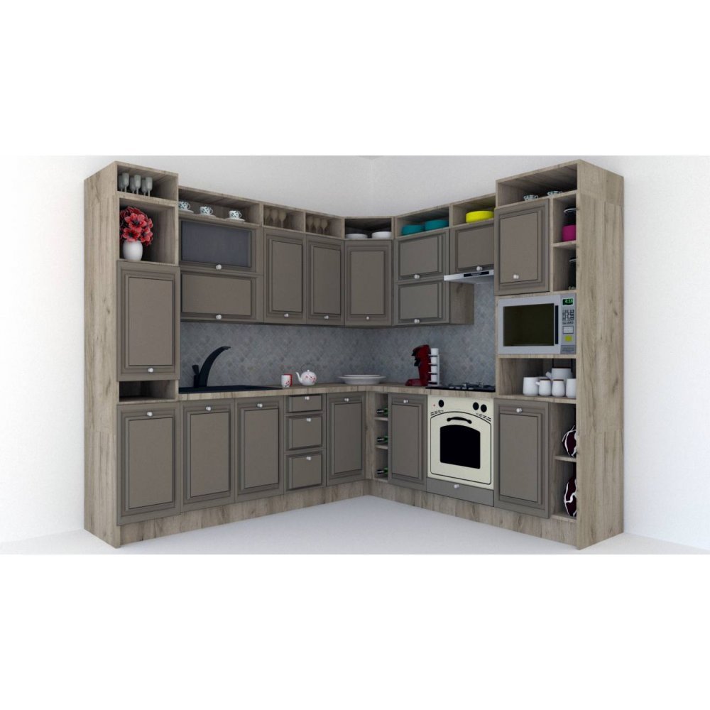 Bucatarie de Colt LEEA ART CORNER FRONT MDF OLDER 240-260 DR. K002 / decor 200
