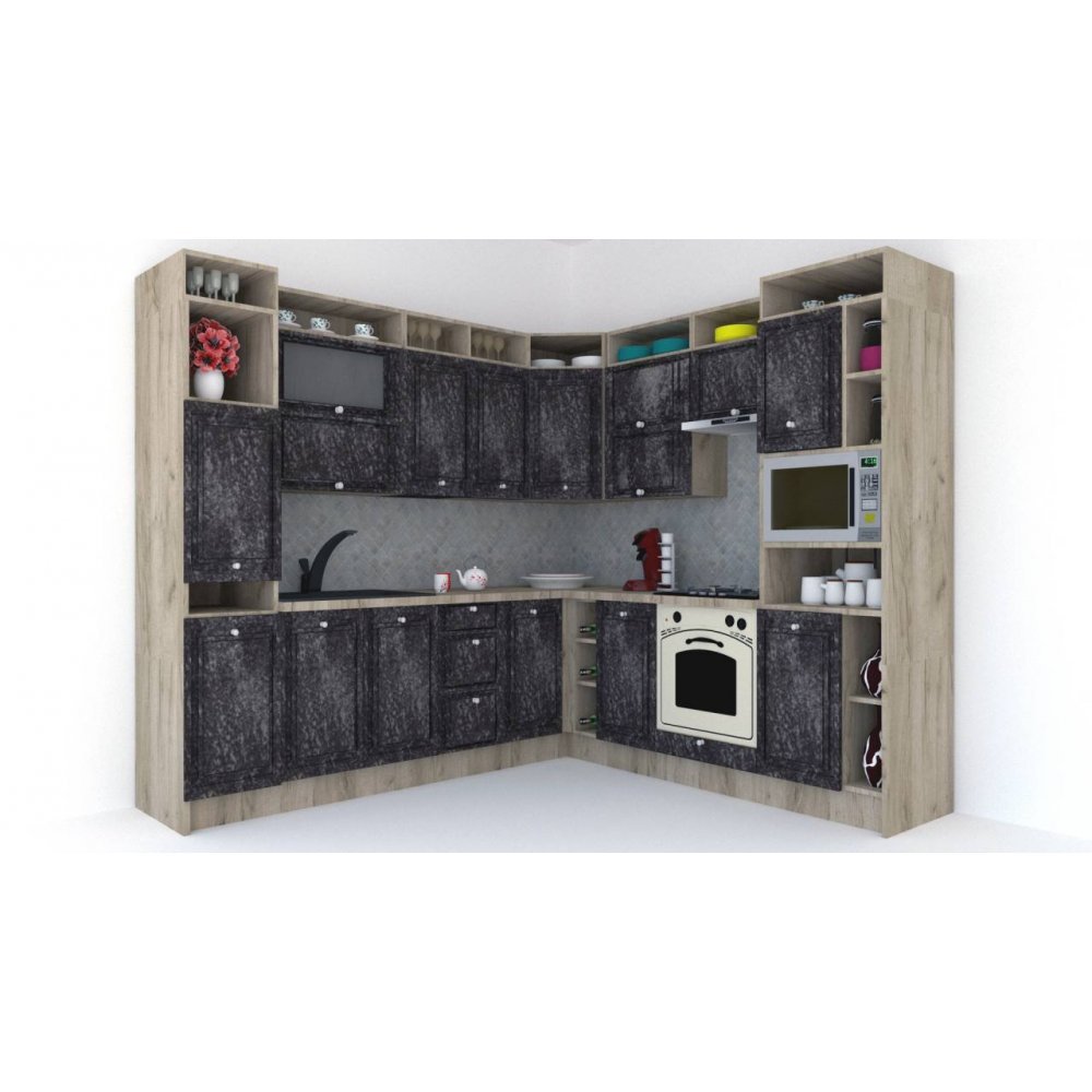 Bucatarie de Colt LEEA ART CORNER FRONT MDF PORTAL 240-260 DR. K002 / decor 267