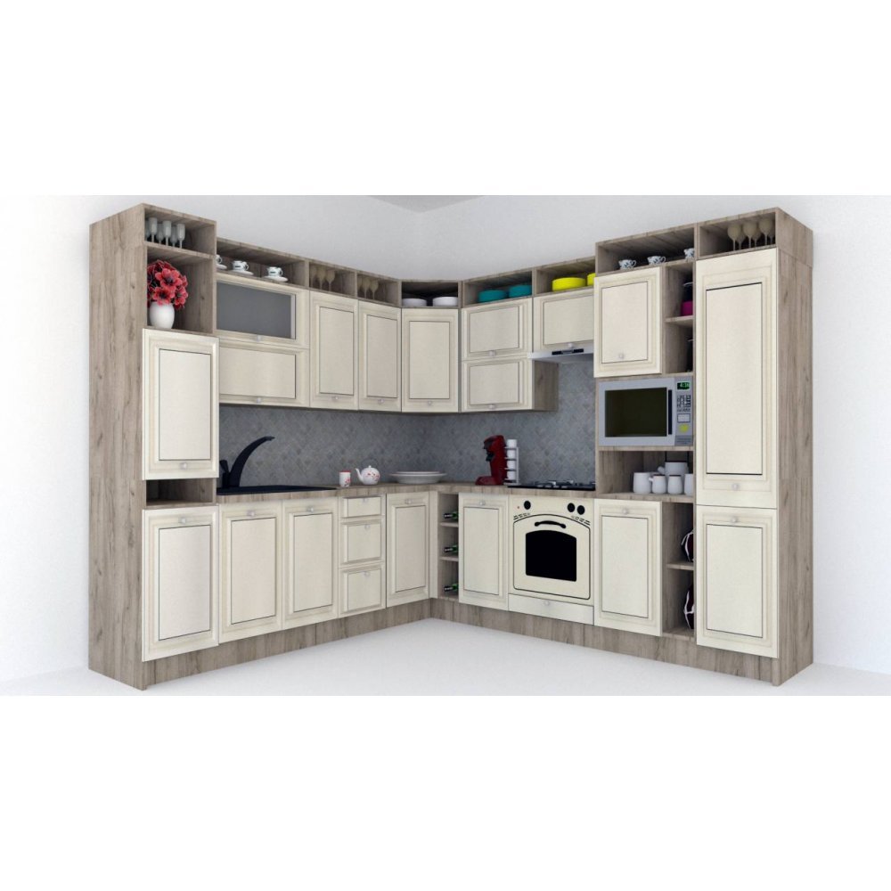 Bucatarie de Colt LEEA ART CORNER FRONT MDF PORTAL 260-280 DR. K002 / decor 242