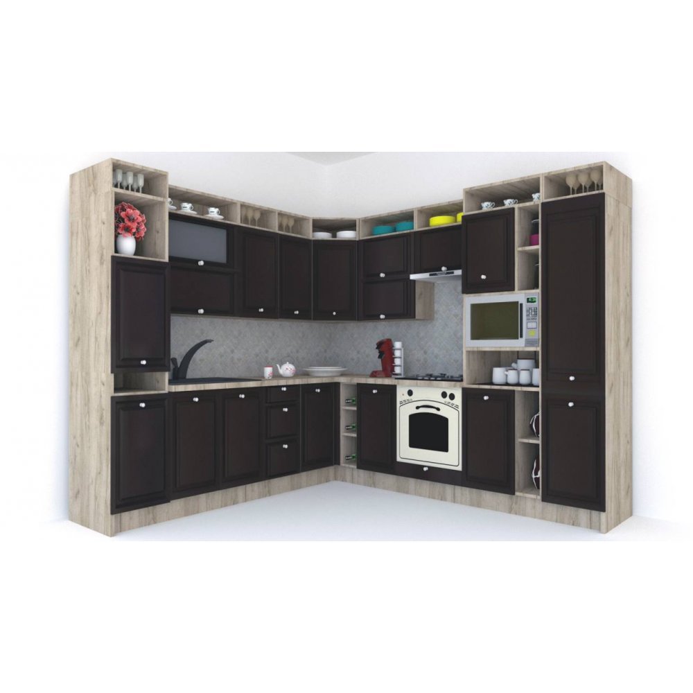 Bucatarie de Colt LEEA ART CORNER FRONT MDF PORTAL 260-280 DR. K002 / decor 244