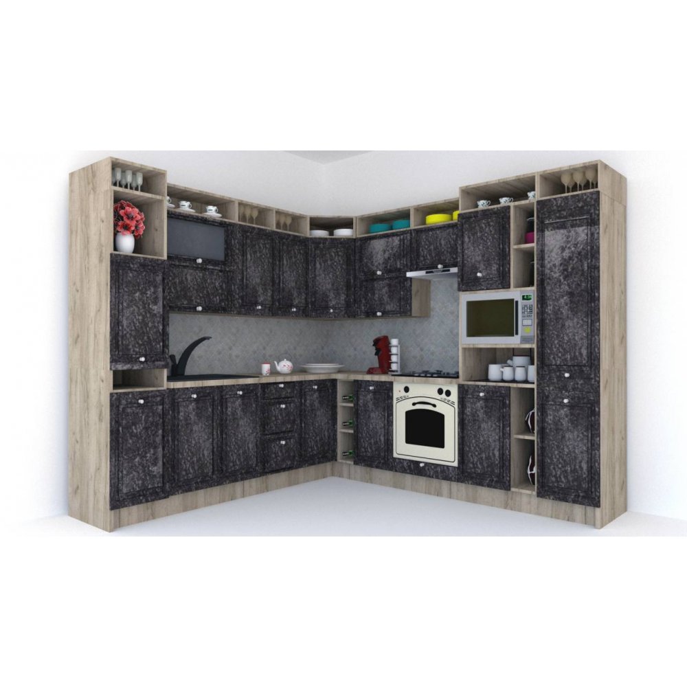 Bucatarie de Colt LEEA ART CORNER FRONT MDF PORTAL 260-280 DR. K002 / decor 267