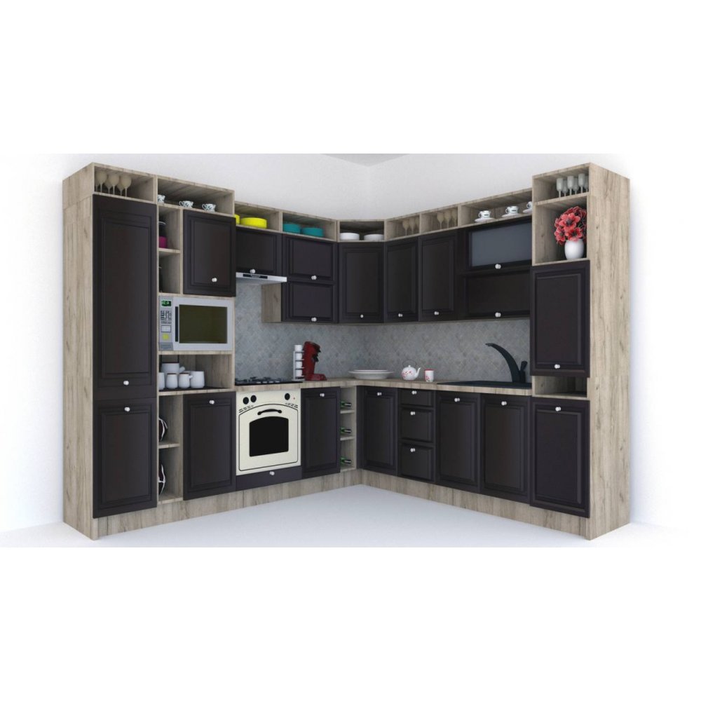 Bucatarie de Colt LEEA ART CORNER FRONT MDF OLDER 260-280 ST. K002 / decor 176