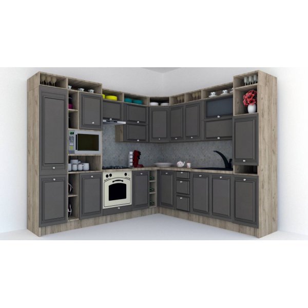 Bucatarie de Colt LEEA ART CORNER FRONT MDF OLDER 260-280 ST. K002 / decor 218