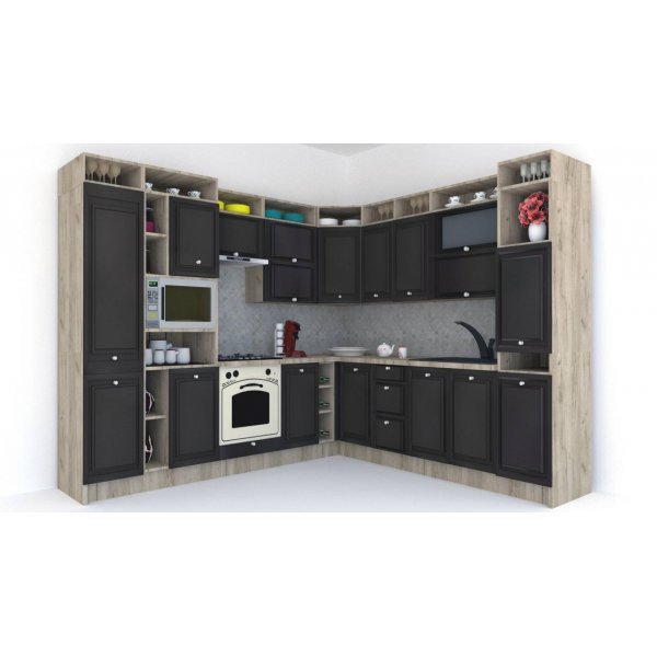 Bucatarie de Colt LEEA ART CORNER FRONT MDF OLDER 260-280 ST. K002 / decor 225