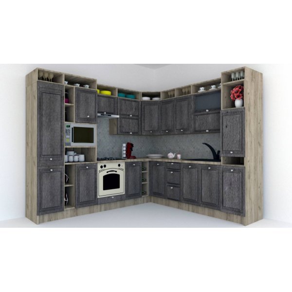 Bucatarie de Colt LEEA ART CORNER FRONT MDF OLDER 260-280 ST. K002 / decor 247