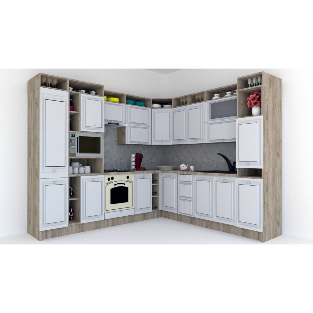 Bucatarie de Colt LEEA ART CORNER FRONT MDF PORTAL 260-280 ST. K002 / decor 263 Bucatarie de Colt LEEA ART CORNER FRONT MDF PORTAL 260-280 ST. K002 / decor 263