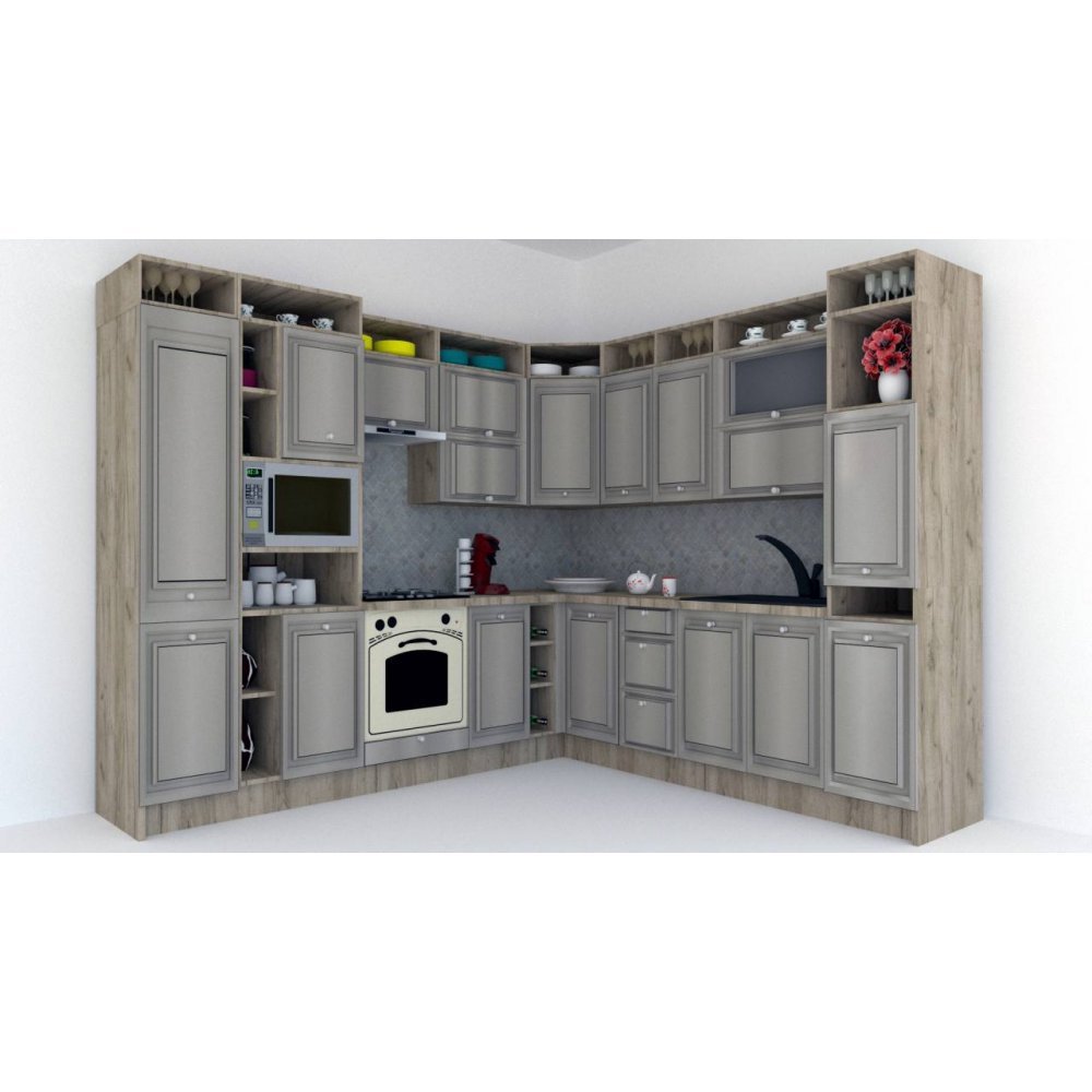 Bucatarie de Colt LEEA ART CORNER FRONT MDF REGULARNY 260-280 ST. K002 / decor 227