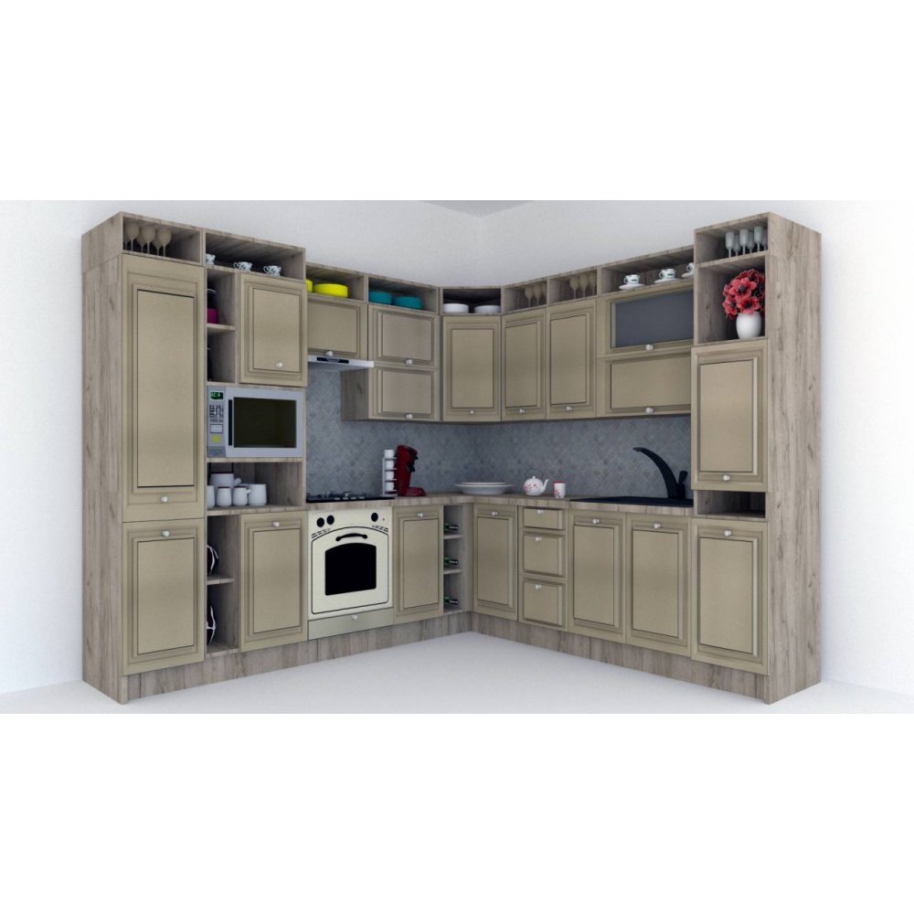 Bucatarie de Colt LEEA ART CORNER FRONT MDF REGULARNY 260-280 ST. K002 / decor 243