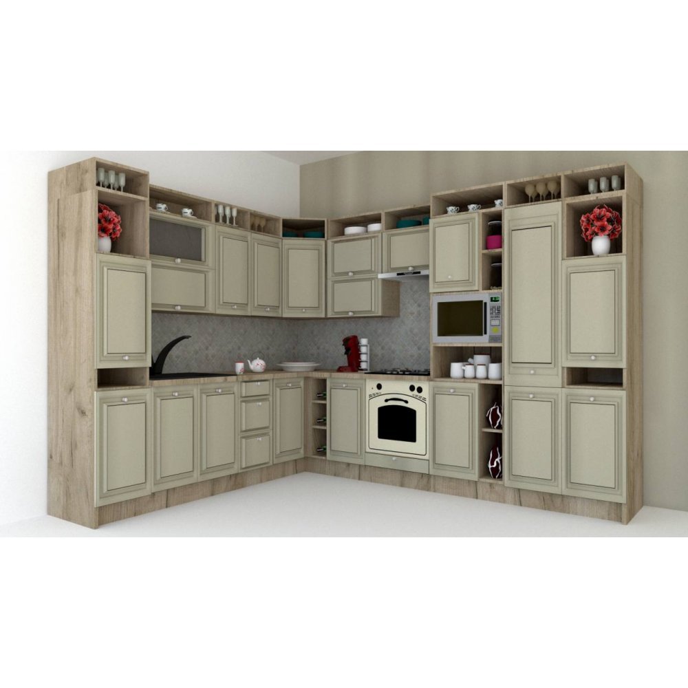 Bucatarie de Colt LEEA ART CORNER FRONT MDF PORTAL 260-320 DR. K002 / decor 161