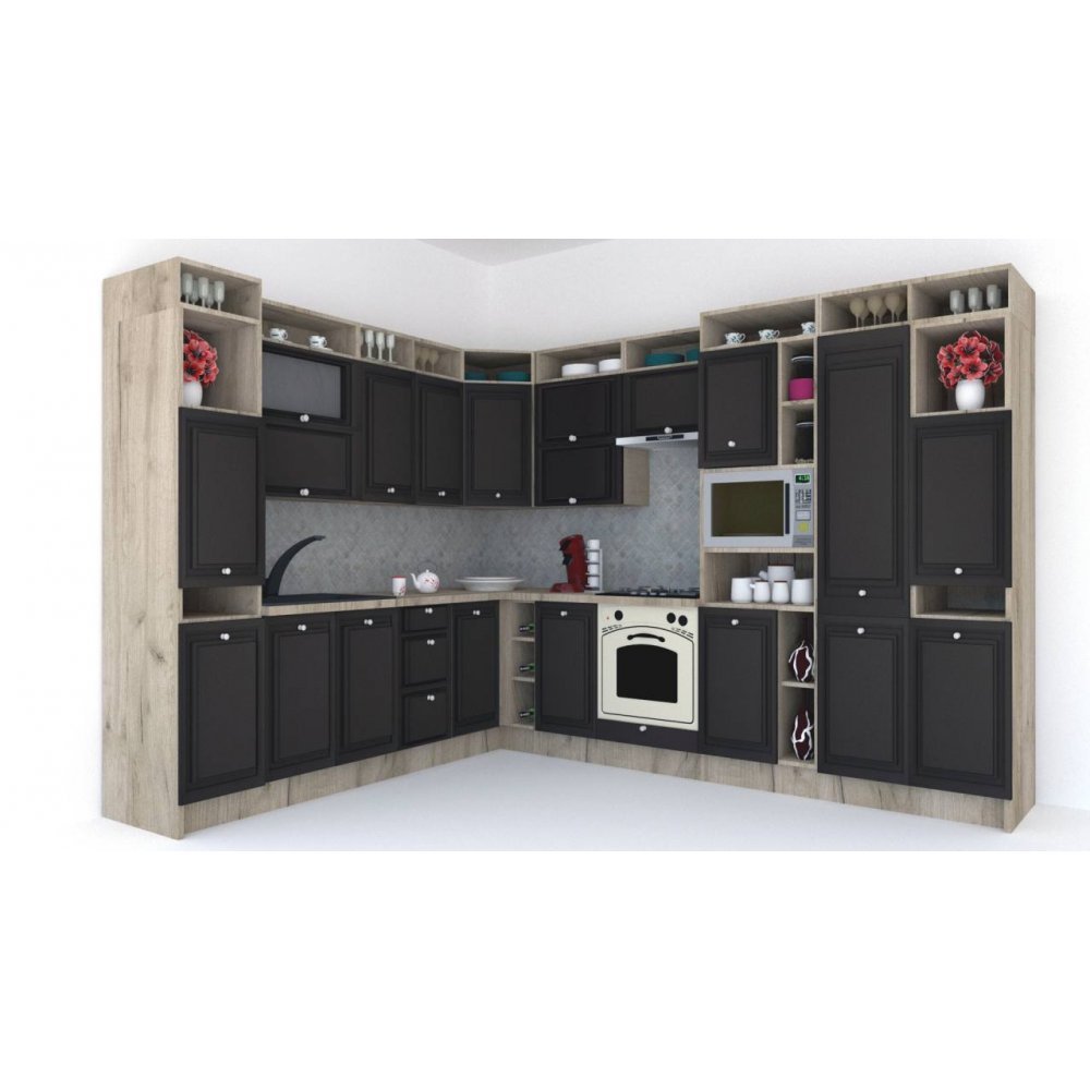Bucatarie de Colt LEEA ART CORNER FRONT MDF PORTAL 260-320 DR. K002 / decor 225