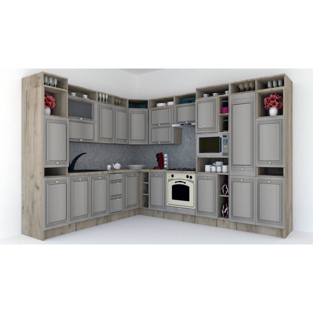 Bucatarie de Colt LEEA ART CORNER FRONT MDF PORTAL 260-320 DR. K002 / decor 227
