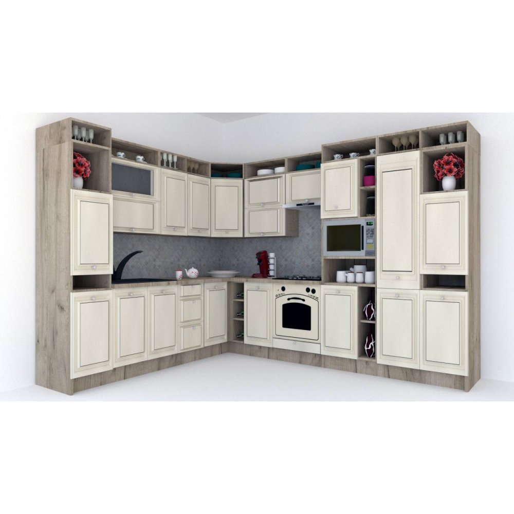 Bucatarie de Colt LEEA ART CORNER FRONT MDF PORTAL 260-320 DR. K002 / decor 242