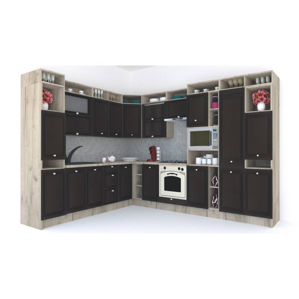 Bucatarie de Colt LEEA ART CORNER FRONT MDF PORTAL 260-320 DR. K002 / decor 244