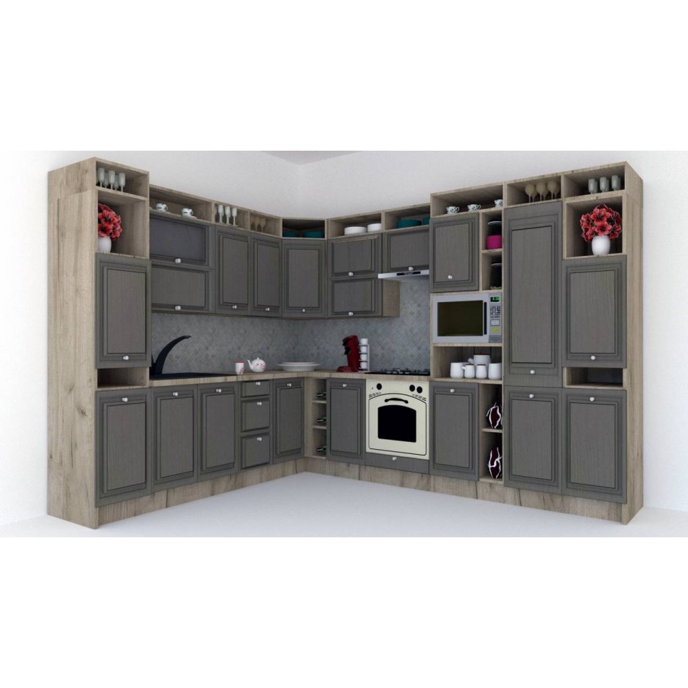 Bucatarie de Colt LEEA ART CORNER FRONT MDF ROSA 260-320 DR. K002 / decor 265