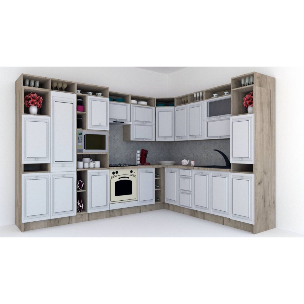 Bucatarie de Colt LEEA ART CORNER FRONT MDF PORTAL 260-320 ST. K002 / decor 263