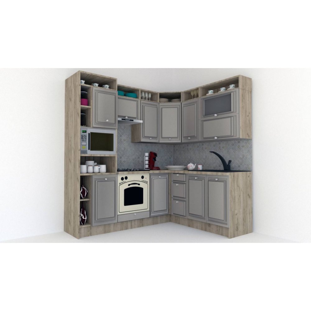 Bucatarie de Colt LEEA ART CORNER FRONT MDF CANYON 180-220 A ST. K002 / decor 210