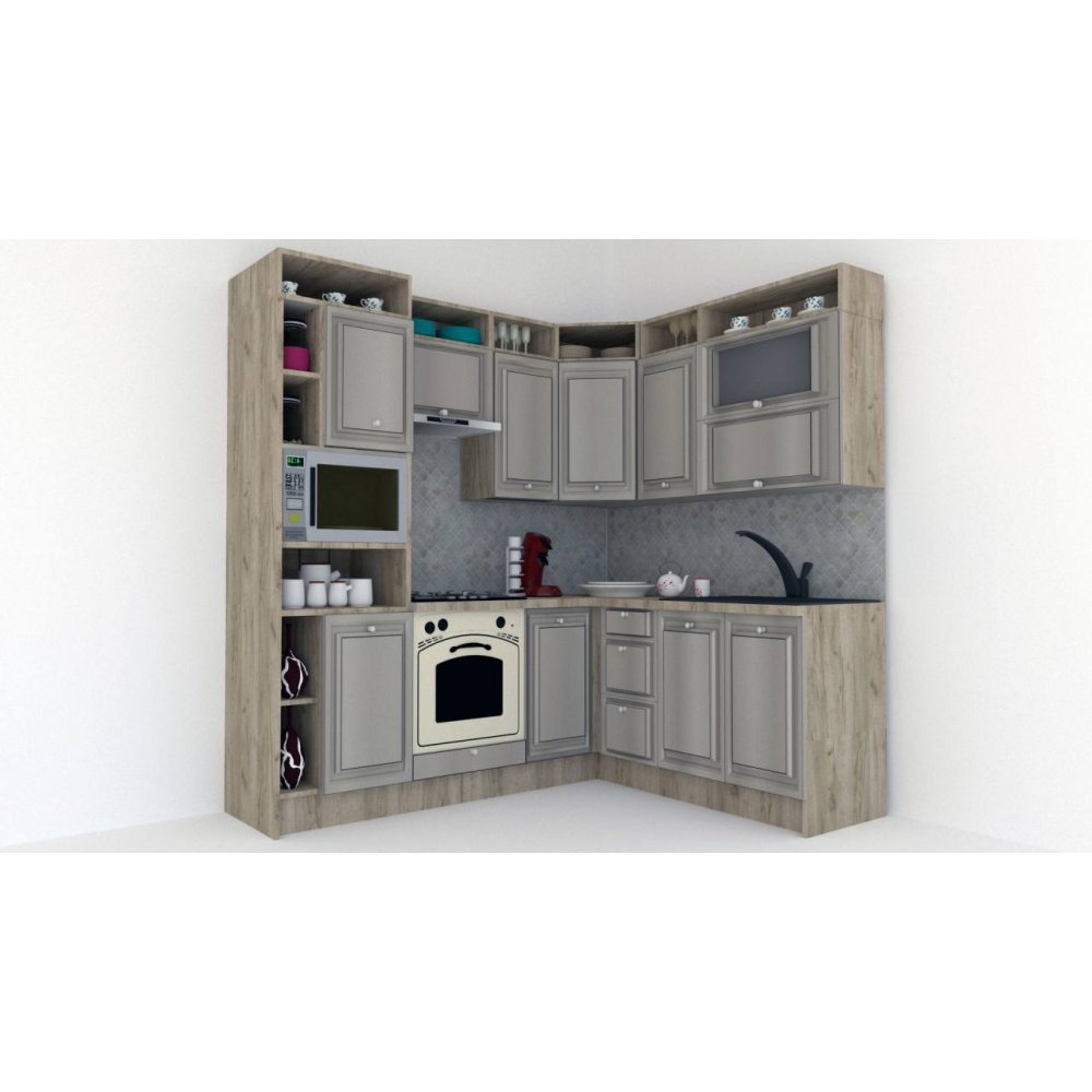 Bucatarie de Colt LEEA ART CORNER FRONT MDF CANYON 180-220 A ST. K002 / decor 227