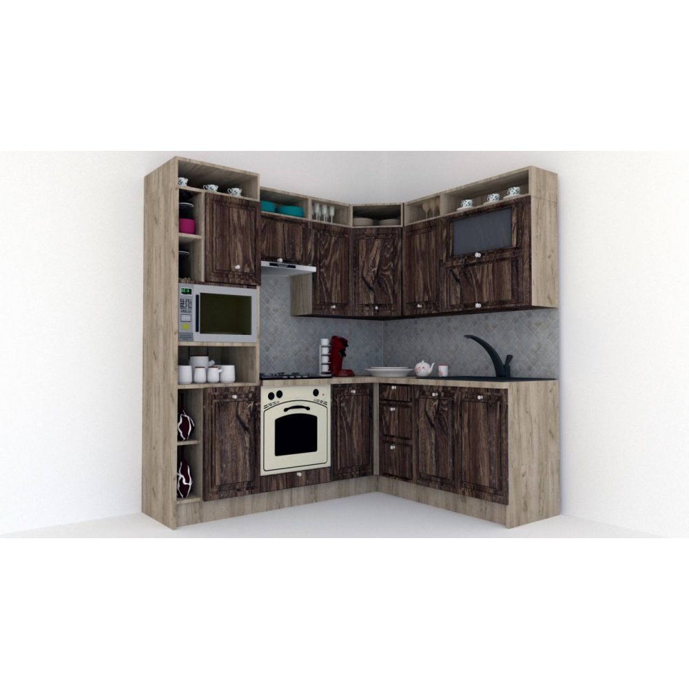 Bucatarie de Colt LEEA ART CORNER FRONT MDF CANYON 180-220 A ST. K002 / decor 264