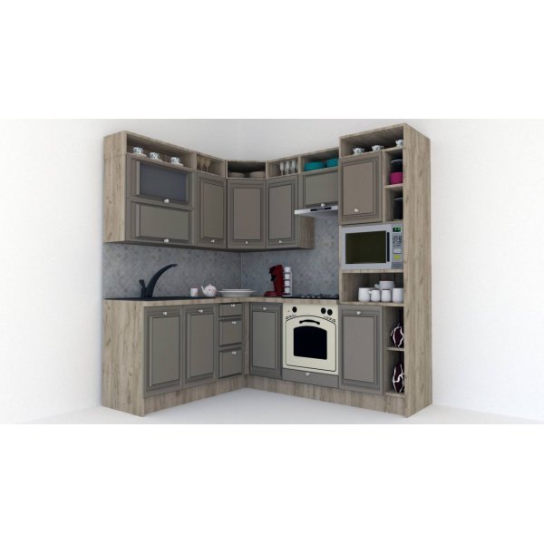 Bucatarie de Colt LEEA ART CORNER FRONT MDF ELBA 180-220 A DR. K002 / decor 200